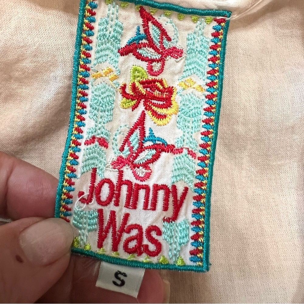 Johnny Was NWT Pale Pink Embroidered Boho Sleeveless Tunic Top Women’s Small - Picture 10 of 11